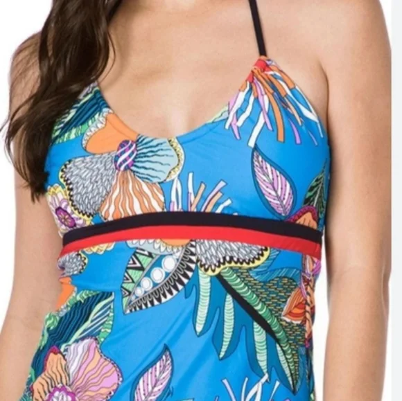 NWT TRINA TURK Tahiti Tropical Halter Tankini Swim Top  & Matching Bottom - Picture 6 of 7